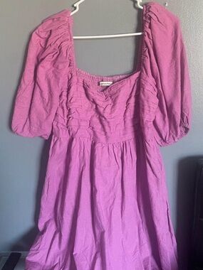 Emerson dress - Square-Neck Mini Dress in Bright Magenta